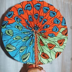 Leather African Print Fan
